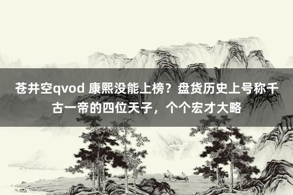 苍井空qvod 康熙没能上榜？盘货历史上号称千古一帝的四位天子，个个宏才大略