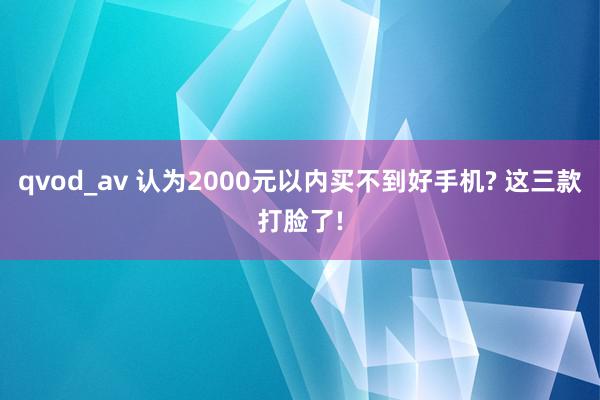 qvod_av 认为2000元以内买不到好手机? 这三款打脸了!